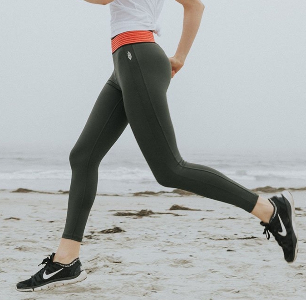 Free People Movement Perfect Practice Macrame Olive Green Tight Leggings